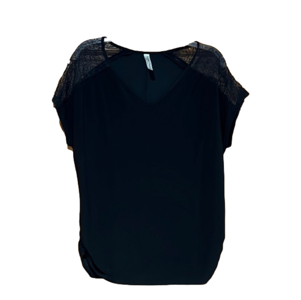Perseption Concept Black Lace Shirt Medium